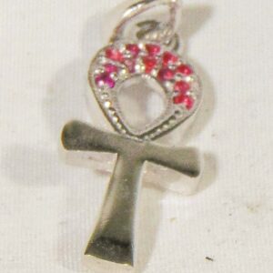 Sterling Silver Ankh Pendant with Rhinestones – Handcrafted in Luxor, Egypt
