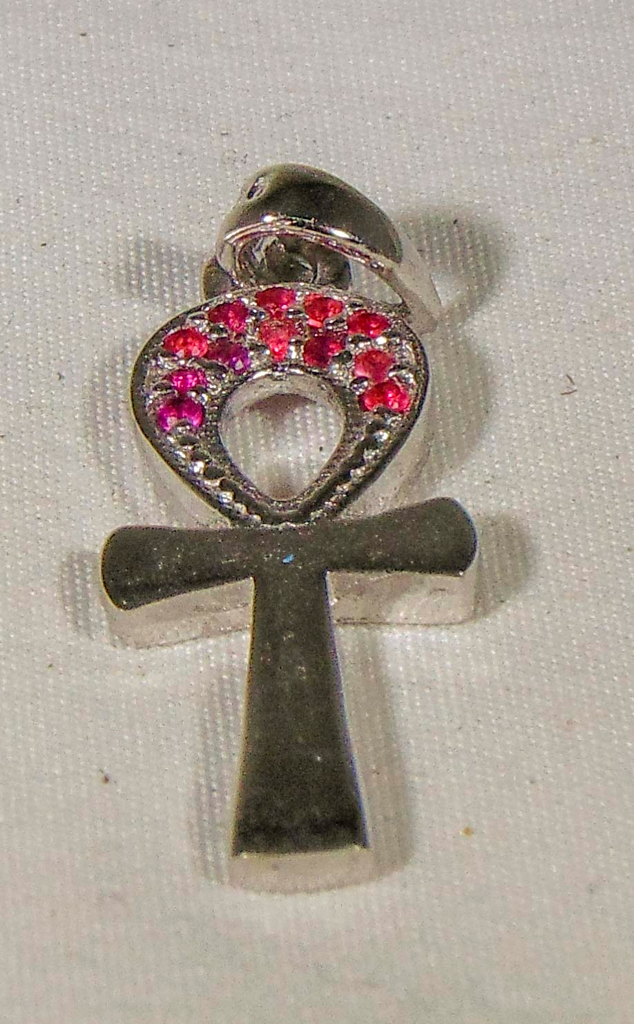Sterling Silver Ankh Pendant with Rhinestones – Handcrafted in Luxor, Egypt - Image 4